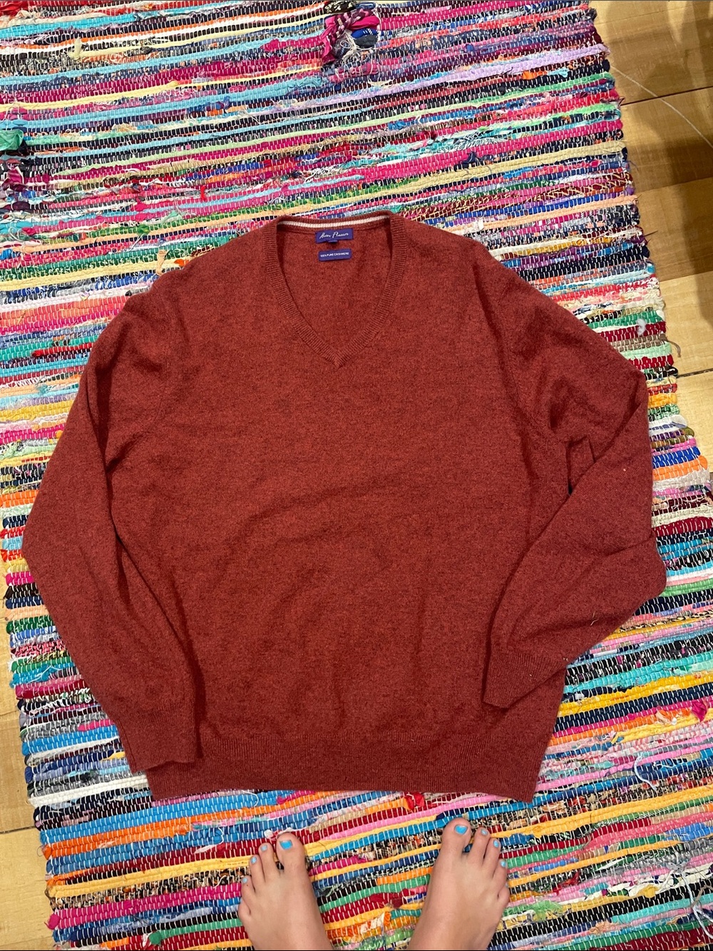 Alan Flusser Men's V-Neck Sweater - Rust Brown